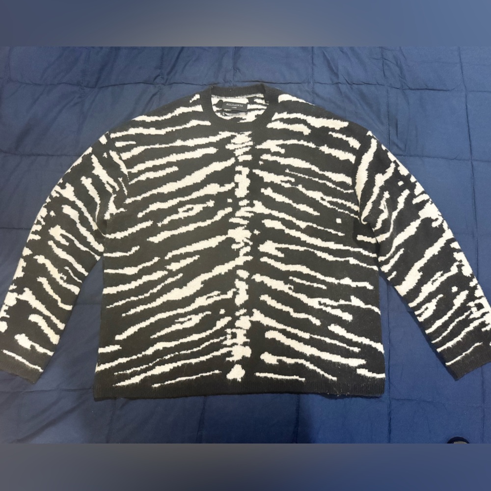 All Saints Black and White Zebra Print Sweater